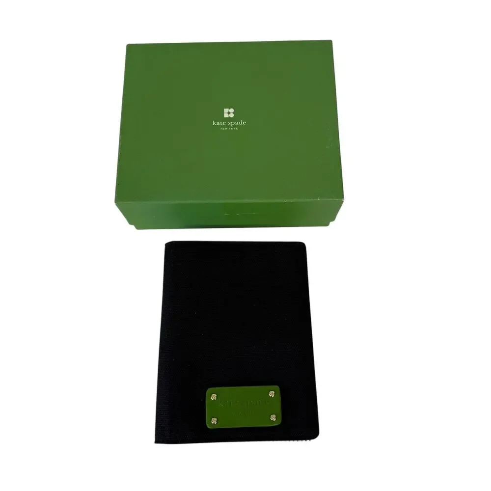 Kate Spade Elyce Black Green Canvas Brag Book Photo Album with Box 6.5